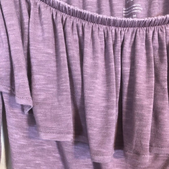 AMERICAN EAGLE Mauve Rose Pink Medium Off Shoulder Ruffle Flowy 3/4 Sleeves - Picture 2 of 6